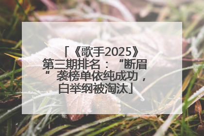 《歌手2025》第三期排名：“断眉”袭榜单依纯成功，白举纲被淘汰