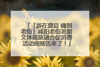 「游在盛夏 嗨到老街」咸阳老街暑期文体商旅融合促消费活动周预告来了！