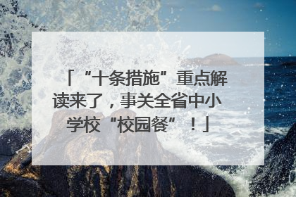 “十条措施”重点解读来了，事关全省中小学校“校园餐”！