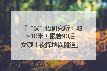 “汉”语研究所：地下10米！跟着90后女硕士夜探地铁隧道