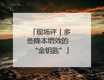 现场评｜多些降本增效的“金钥匙”