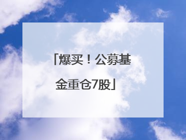 爆买！公募基金重仓7股