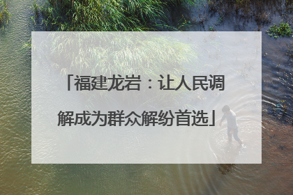 福建龙岩：让人民调解成为群众解纷首选