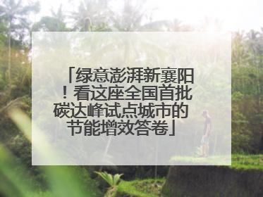 绿意澎湃新襄阳！看这座全国首批碳达峰试点城市的节能增效答卷