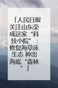 人民日报关注山东荣成这家“科技小院”：修复海草床生态 种出海底“森林”