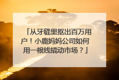 从牙缝里抠出百万用户！小鹿妈妈公司如何用一根线撬动市场？