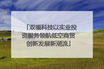 双福科技以实业投资服务领航低空商贸创新发展新潮流