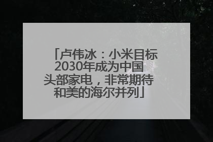 卢伟冰：小米目标2030年成为中国头部家电，非常期待和美的海尔并列
