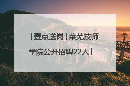壹点送岗│莱芜技师学院公开招聘22人