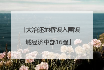 大冶还地桥镇入围镇域经济中部16强