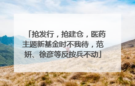 抢发行，抢建仓，医药主题新基金时不我待，范妍、徐彦等反按兵不动