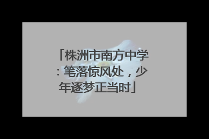 株洲市南方中学：笔落惊风处，少年逐梦正当时