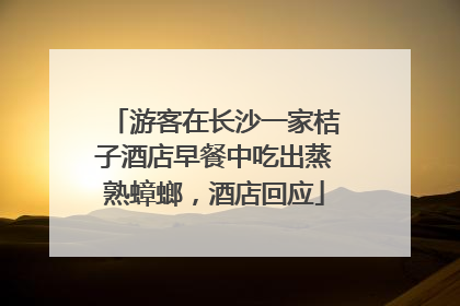 游客在长沙一家桔子酒店早餐中吃出蒸熟蟑螂，酒店回应