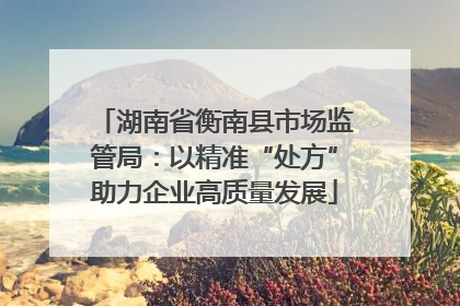 湖南省衡南县市场监管局：以精准“处方”助力企业高质量发展