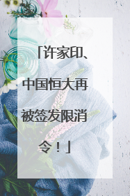 许家印、中国恒大再被签发限消令！