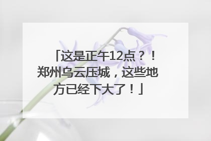 这是正午12点？！郑州乌云压城，这些地方已经下大了！