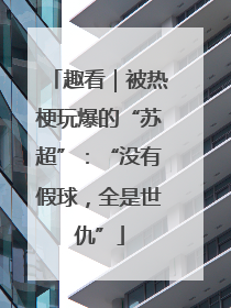 趣看｜被热梗玩爆的“苏超”：“没有假球，全是世仇”