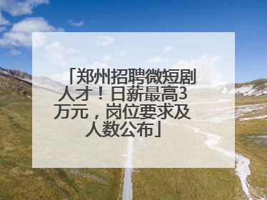 郑州招聘微短剧人才！日薪最高3万元，岗位要求及人数公布