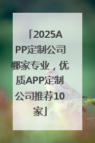 2025APP定制公司哪家专业，优质APP定制公司推荐10家