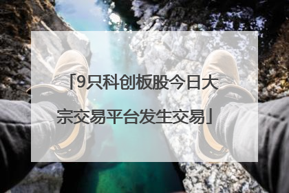 9只科创板股今日大宗交易平台发生交易